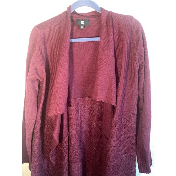 Iz Byer Fisherman Chunky Cable Knit Sweater Burgundy Baggy Y2k Large women - Picture 3 of 7